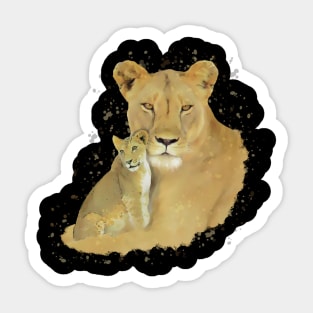 Lioness with Baby - Cat - Predator - Africa Sticker